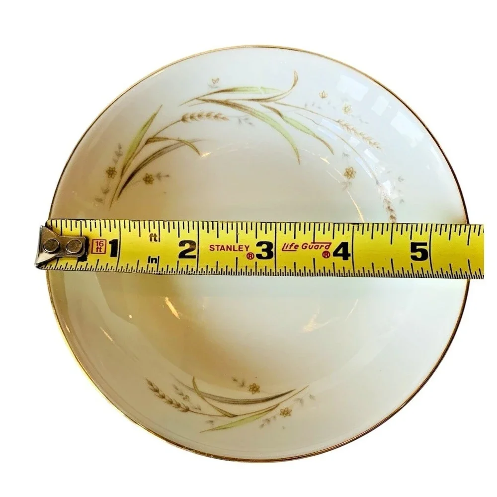 Golden Harvest Fine China Fruit Bowl‎ Japan Wheat Floral Gold Rim 5.5 Inch